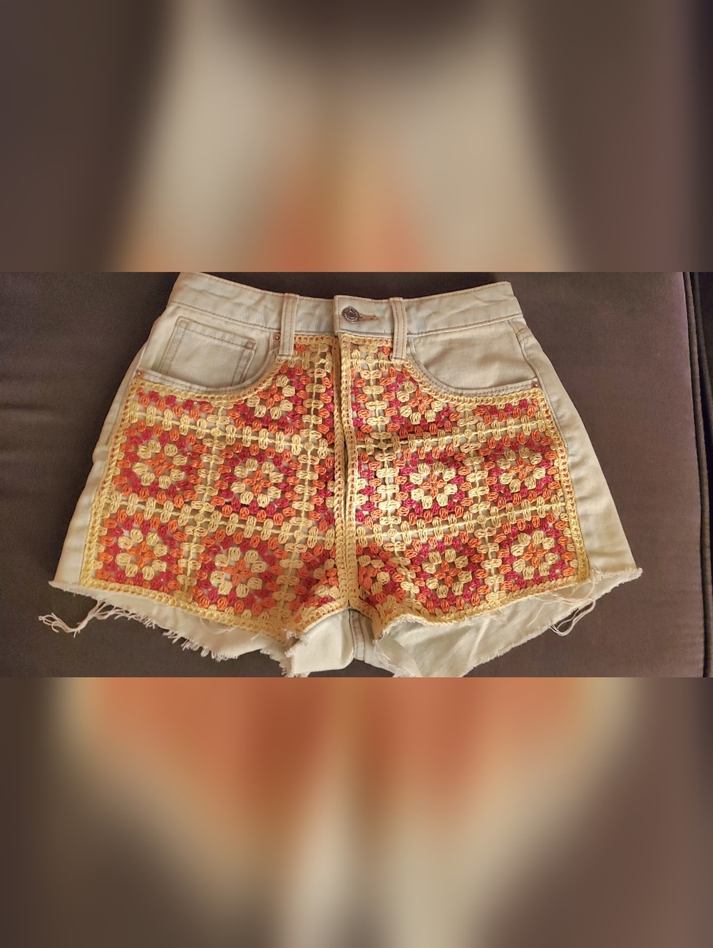 Crochet Denim Jean Shorts Size 0